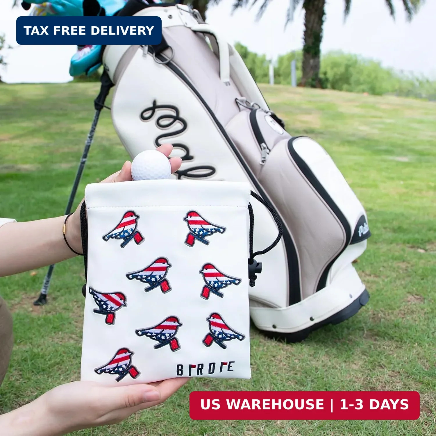 Golf Valuables Pouch, Leather Golf Tee Pouch with Drawstring Closure Golf Ball T