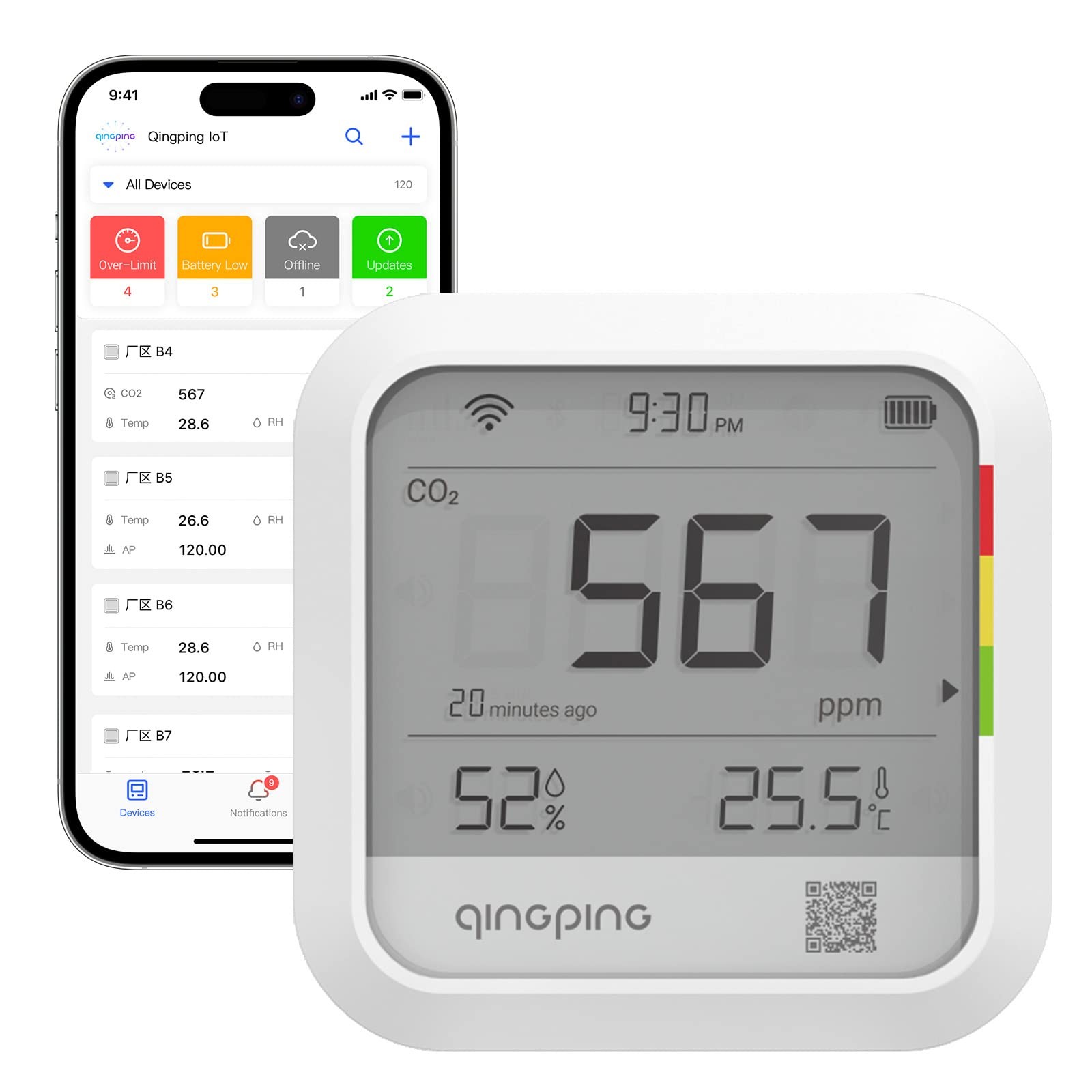 Qingping CO2 Monitor Thermometer Hygrometer, Remote Monitoring via Qingping...