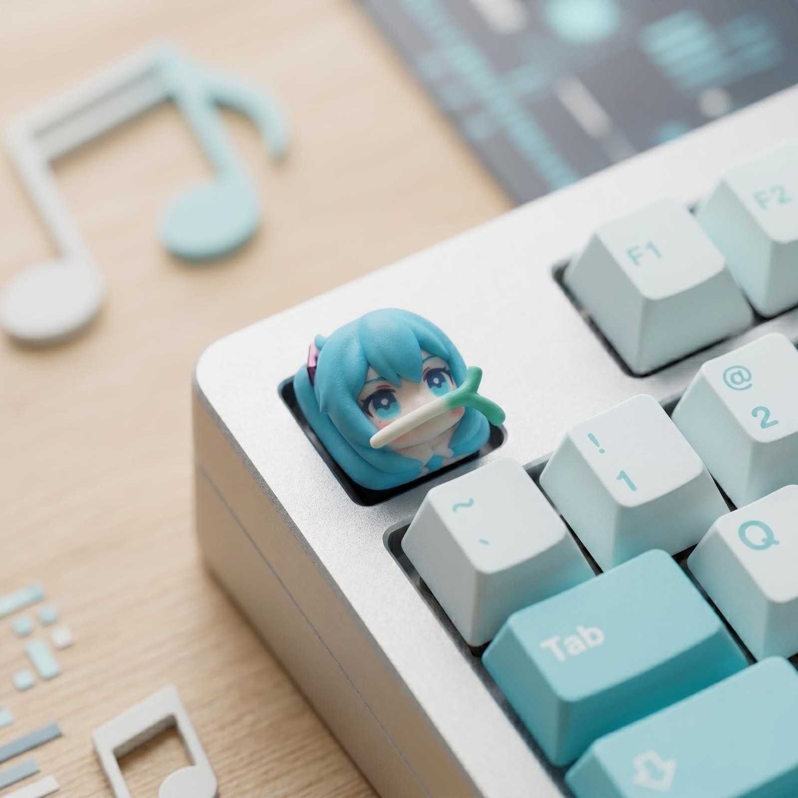 Teal Idol Inspired Artisan Keycap for Mechanical Keyboard