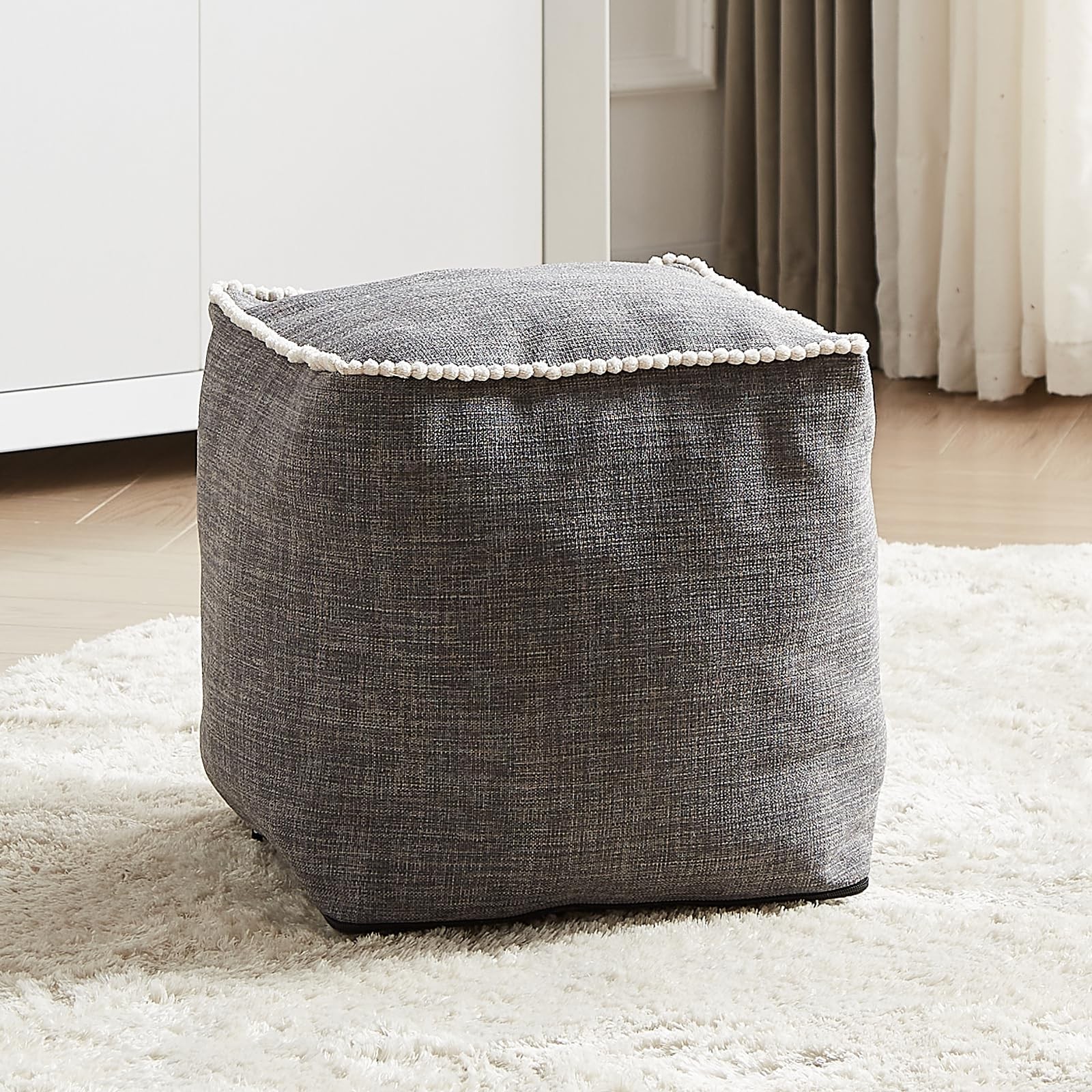 Unstuffed Pouf Cover, 17 Inch Square Ottoman Pouf Cover, Ottoman Pouf Foot Rest