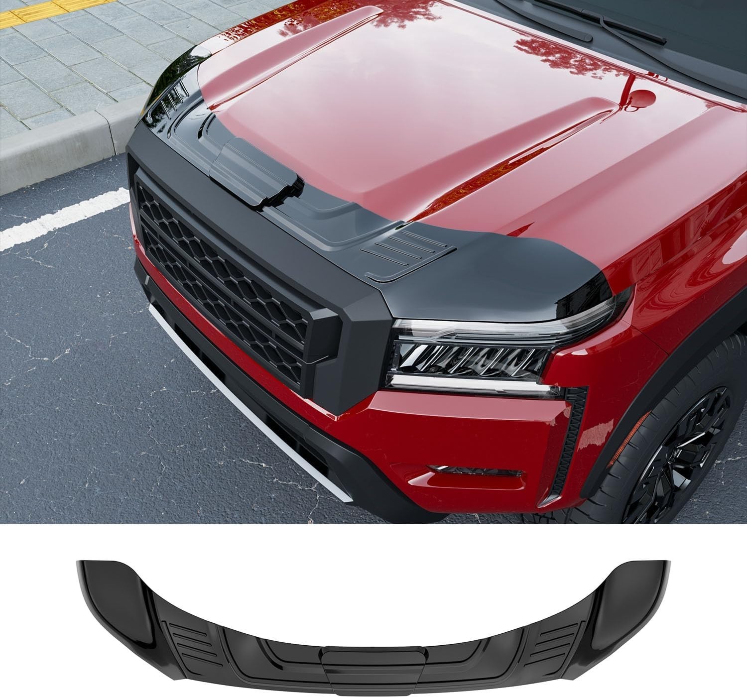 For 2022-2025 Nissan Frontier Hood Deflector Glossy Black Shield Hood Protector