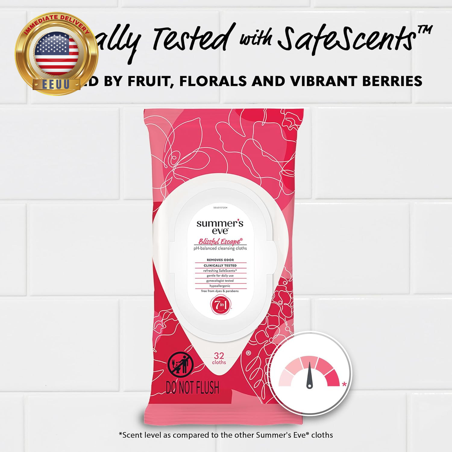 Blissful Escape Feminine Wipes, Gentle Ph-Balanced Formula Helps Control Vaginal
