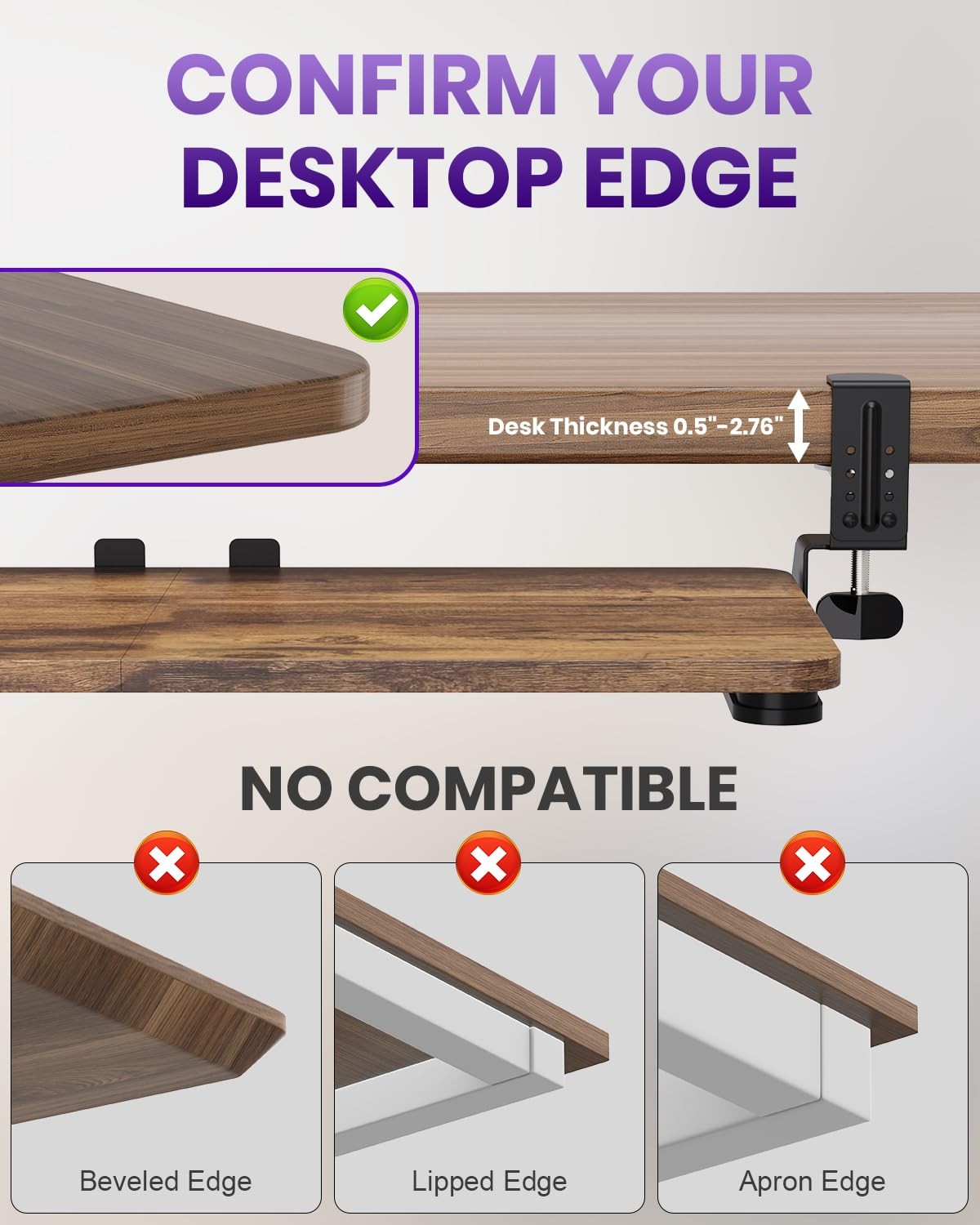 Ergonomic Keyboard Tray Under Desk, Pull Out with Adjustable -clamp, 25.6 (31...