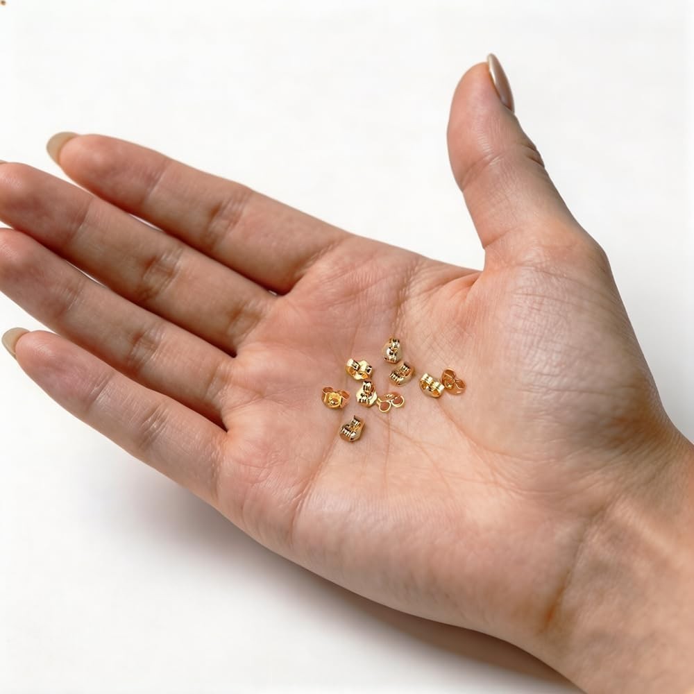 14K Gold Earring Backs for Stud Earrings - Yellow Locking (3 Pairs)
