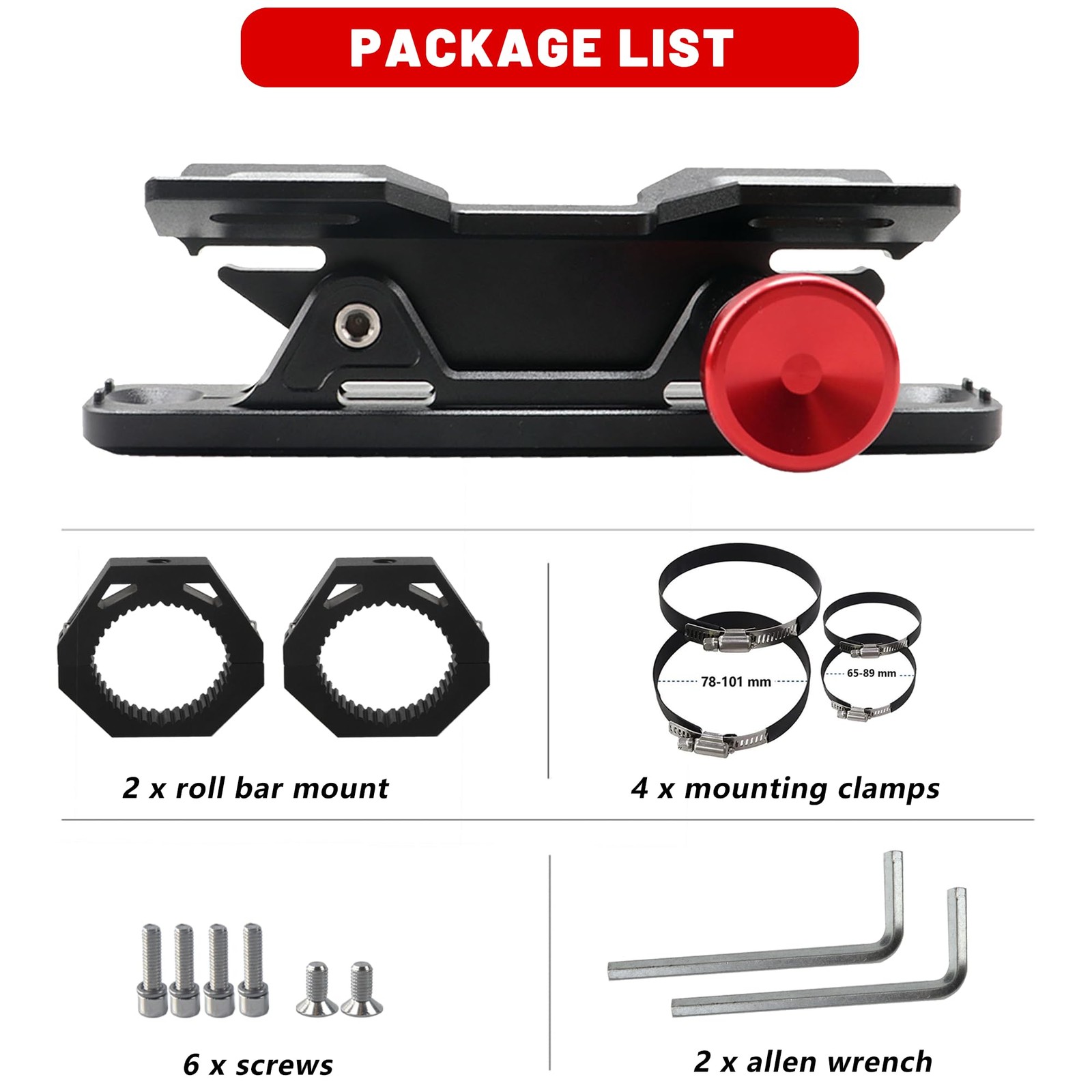 Aluminum UTV Fire Extinguisher Mount Kit for Roll Bar, Quick Release