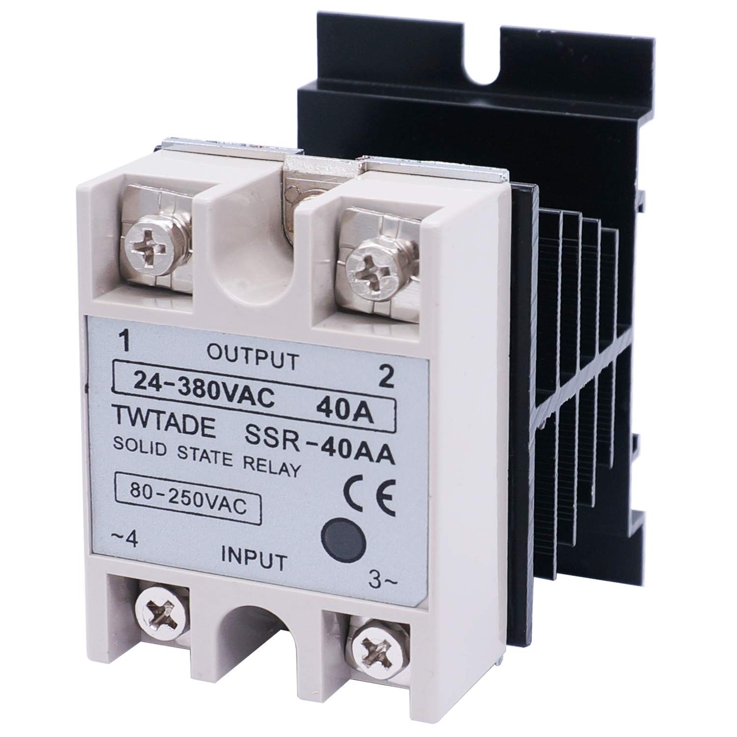 TWTADE SSR-40 AA 40A AC 80-250V to 24V-380V SSR Solid State
