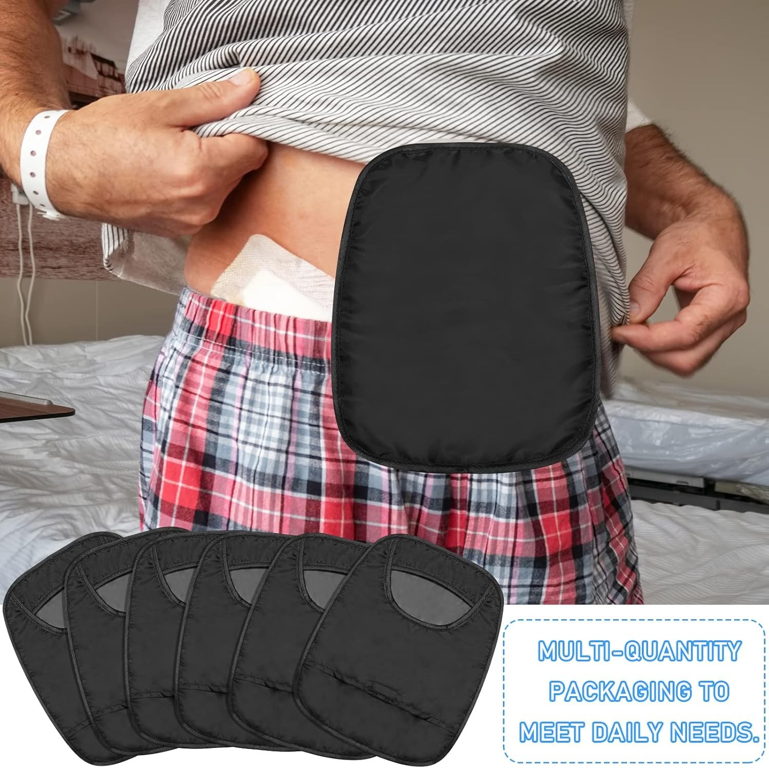 6 Pcs Ostomy Bag Covers Waterproof Shower Cover Stretchy Blac