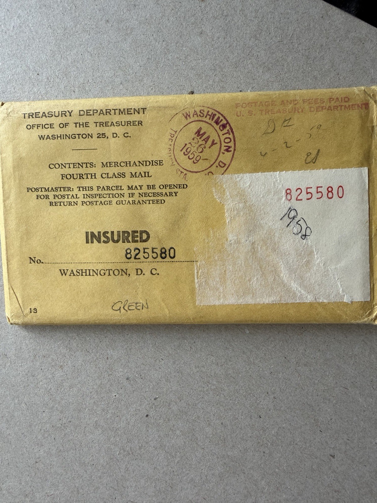 1958 ORIGINAL U.S. MINT SET OGP ENVELOPE UNC BUSINESS STRIKE P & D COINS