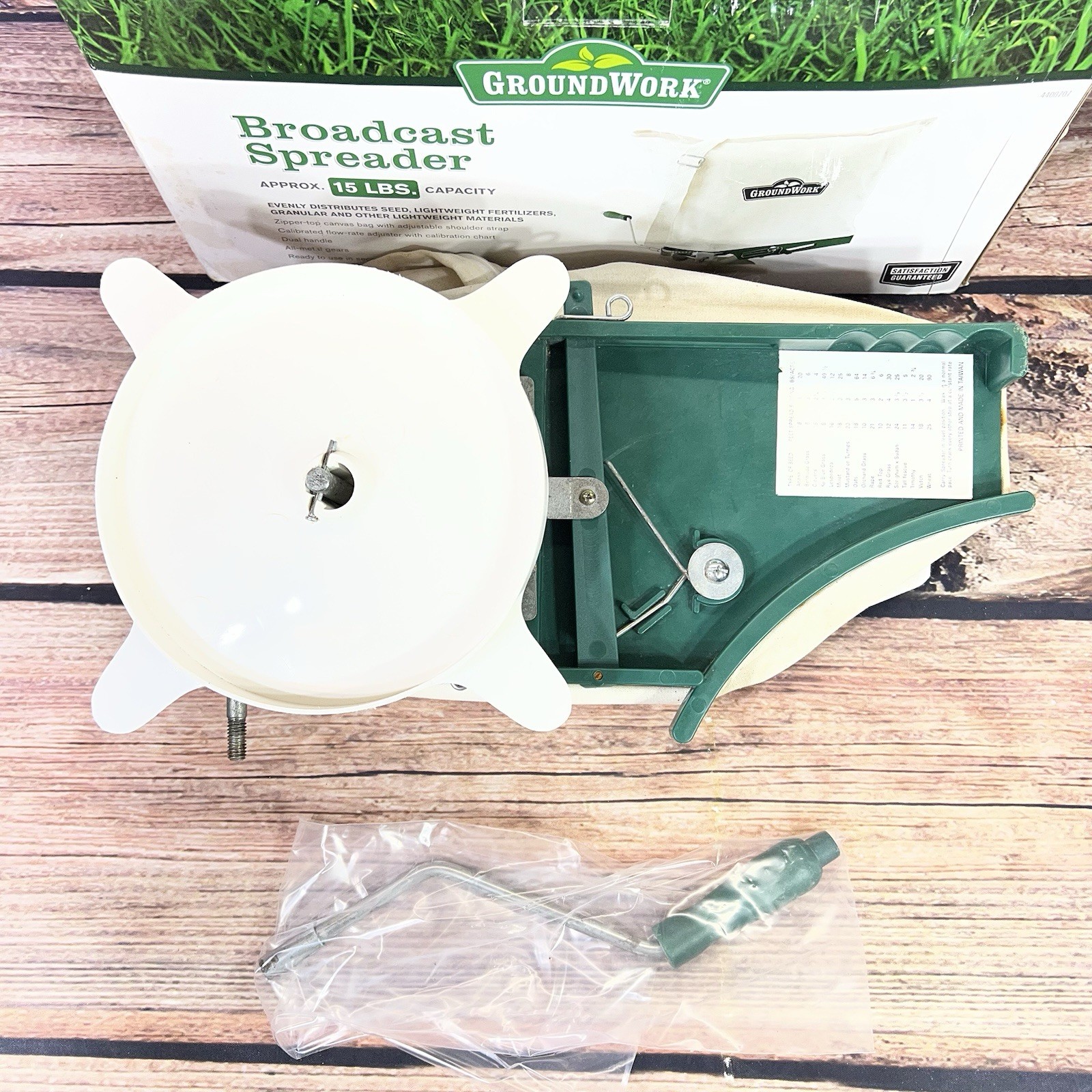Ground Works hand held seed spreader 15 lb capacity USED VGC