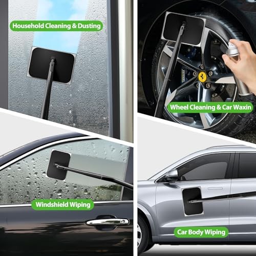 Car Windshield Cleaner Tool with Extendable Handle, Inside Auto Dark Green