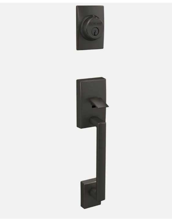 Schlage Century Single Cylinder Handleset Exterior, Black Stainless FC58 CEN 530