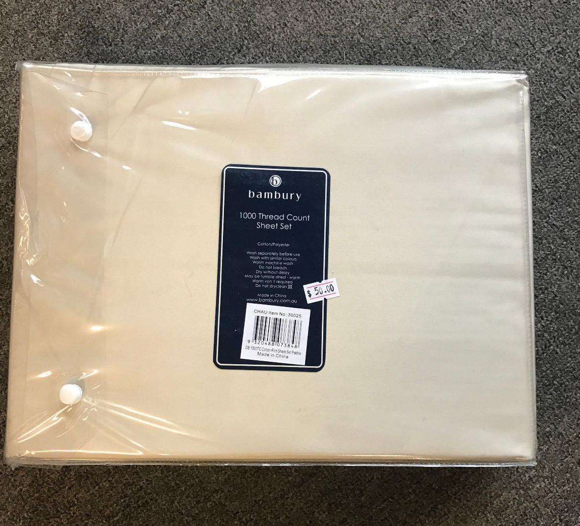 BAMBURY 1000 Thread Count Cream Bedroom Double Bed Sheet Set Bedroom Decor