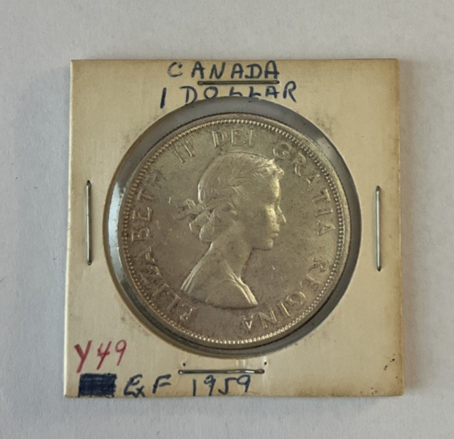 1959 Canada 1 Dollar .800 Silver Coin ELIZABETH II Extra Fine (MM00183)