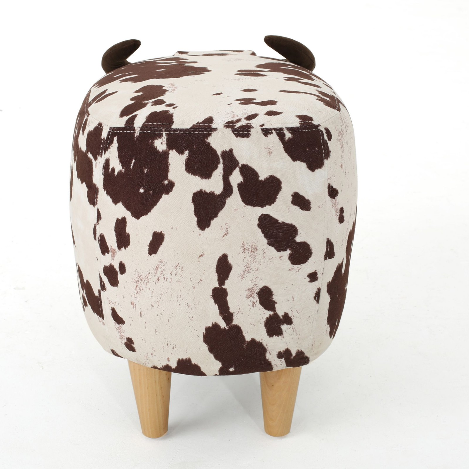 Cow Shaped Ottoman Cute Animal Footstool Wood Seat for Shoe Changing Entryway