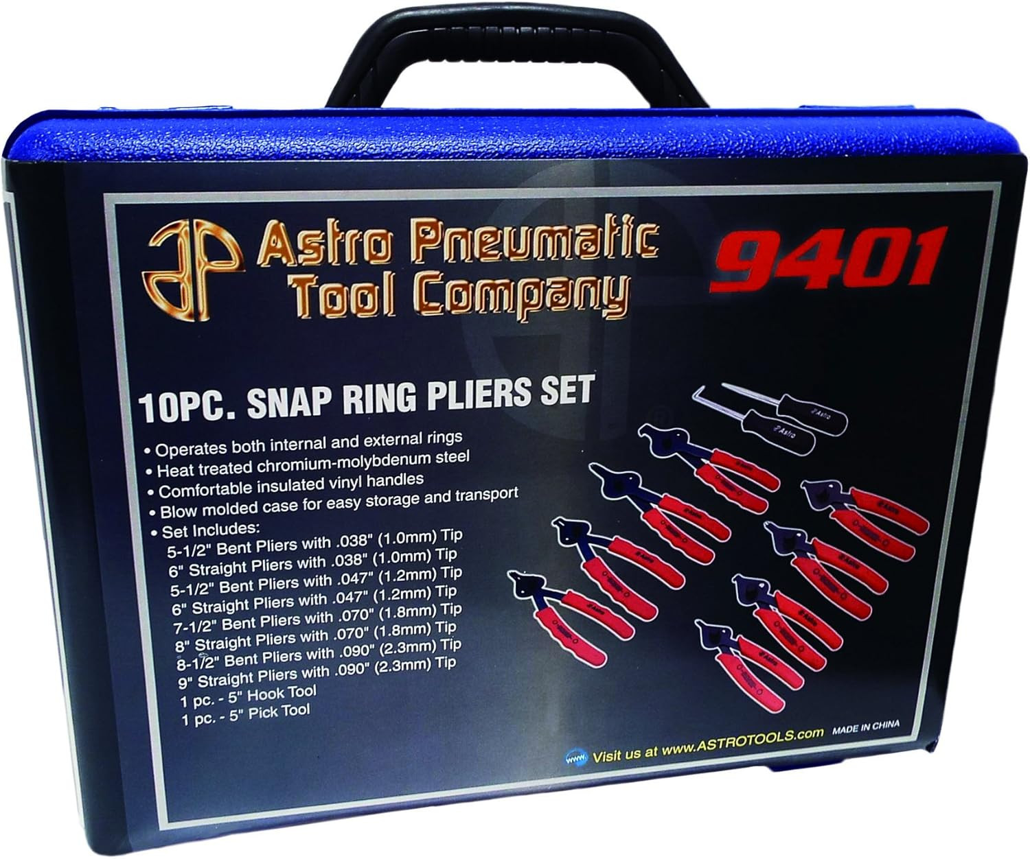 Astro 9401 10-Piece Snap Ring Pliers Set
