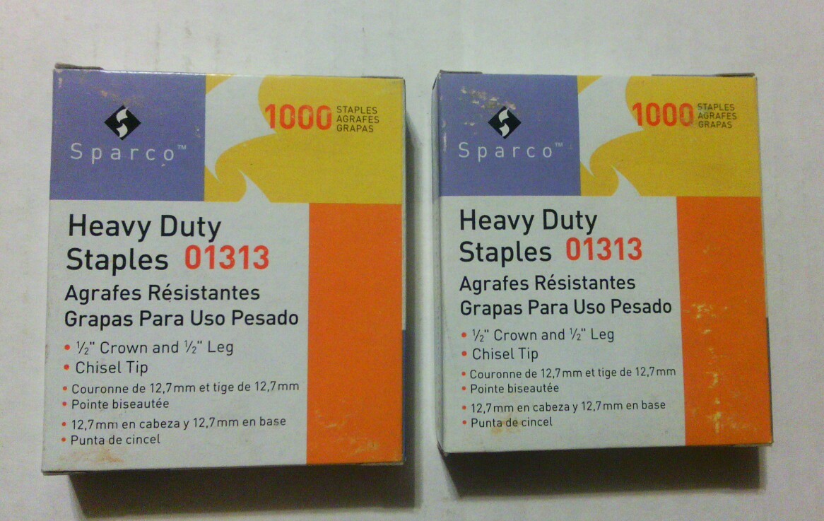 LOT OF 2 Boxes Sparco 01313 Heavy Duty Staples  1/2" Leg 1000 Per Box