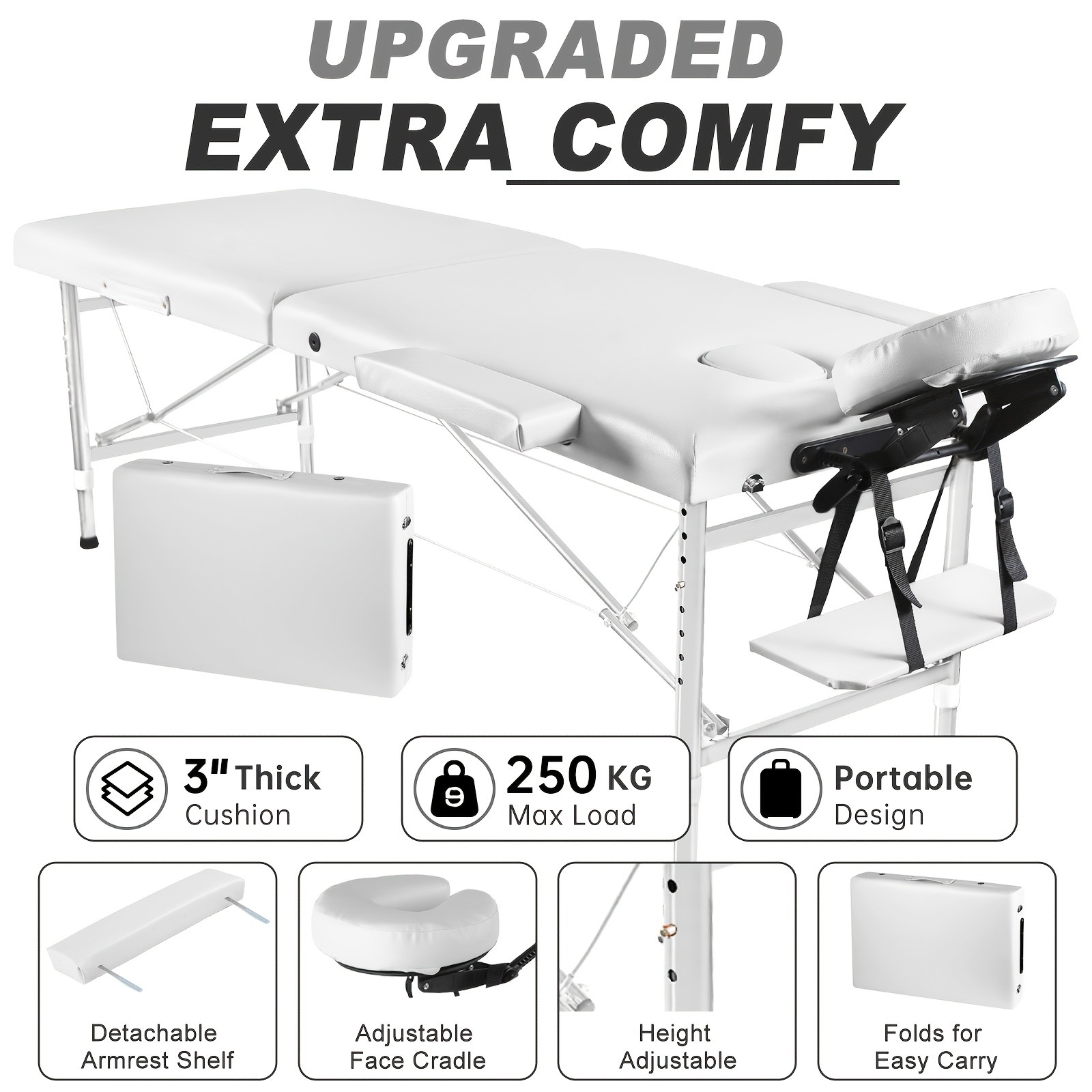 Portable 24" Massage Table Folding Aluminum Esthetician Bed Tattoo Chair