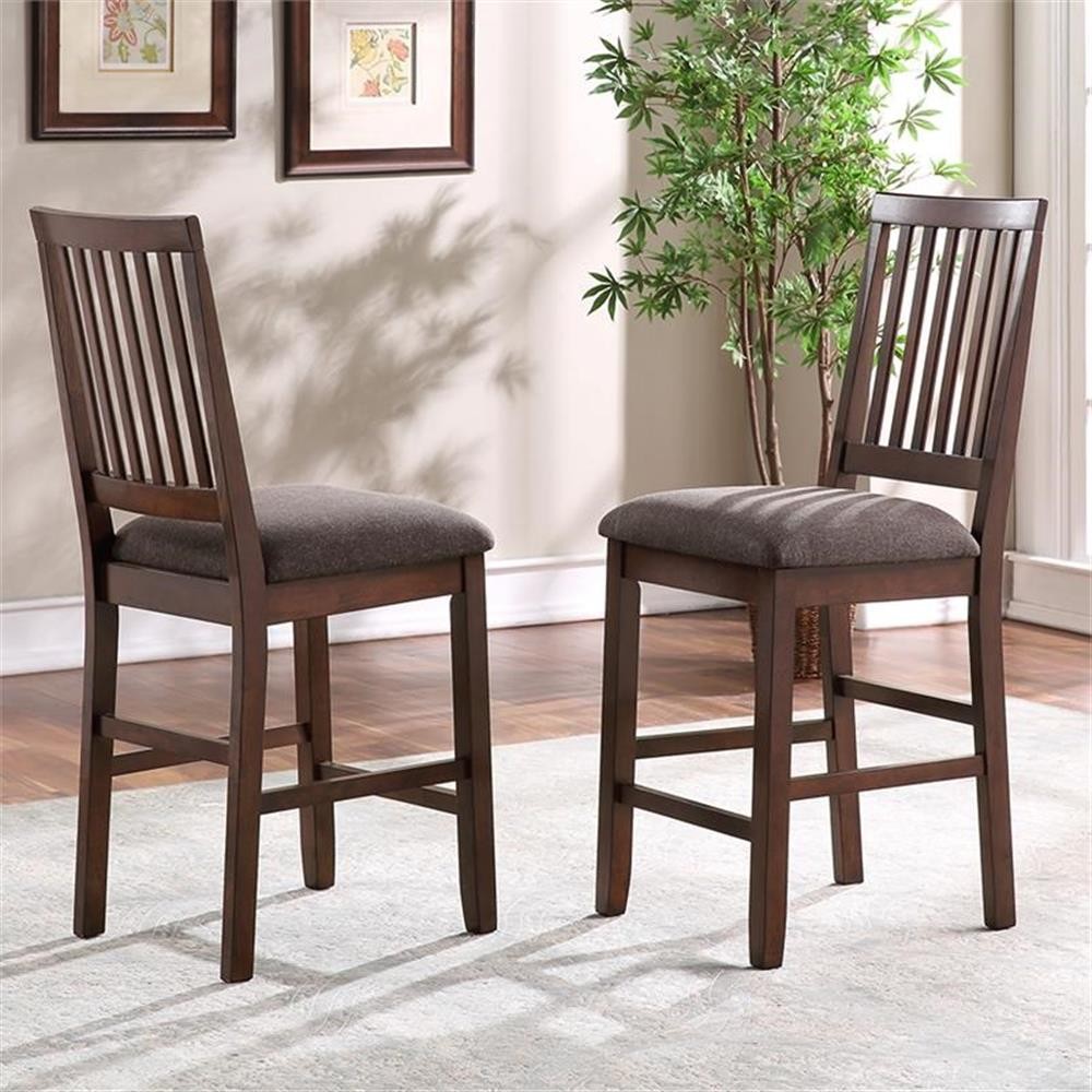 Yorktown Espresso Wood 7-Piece Counter Storage Dining Set