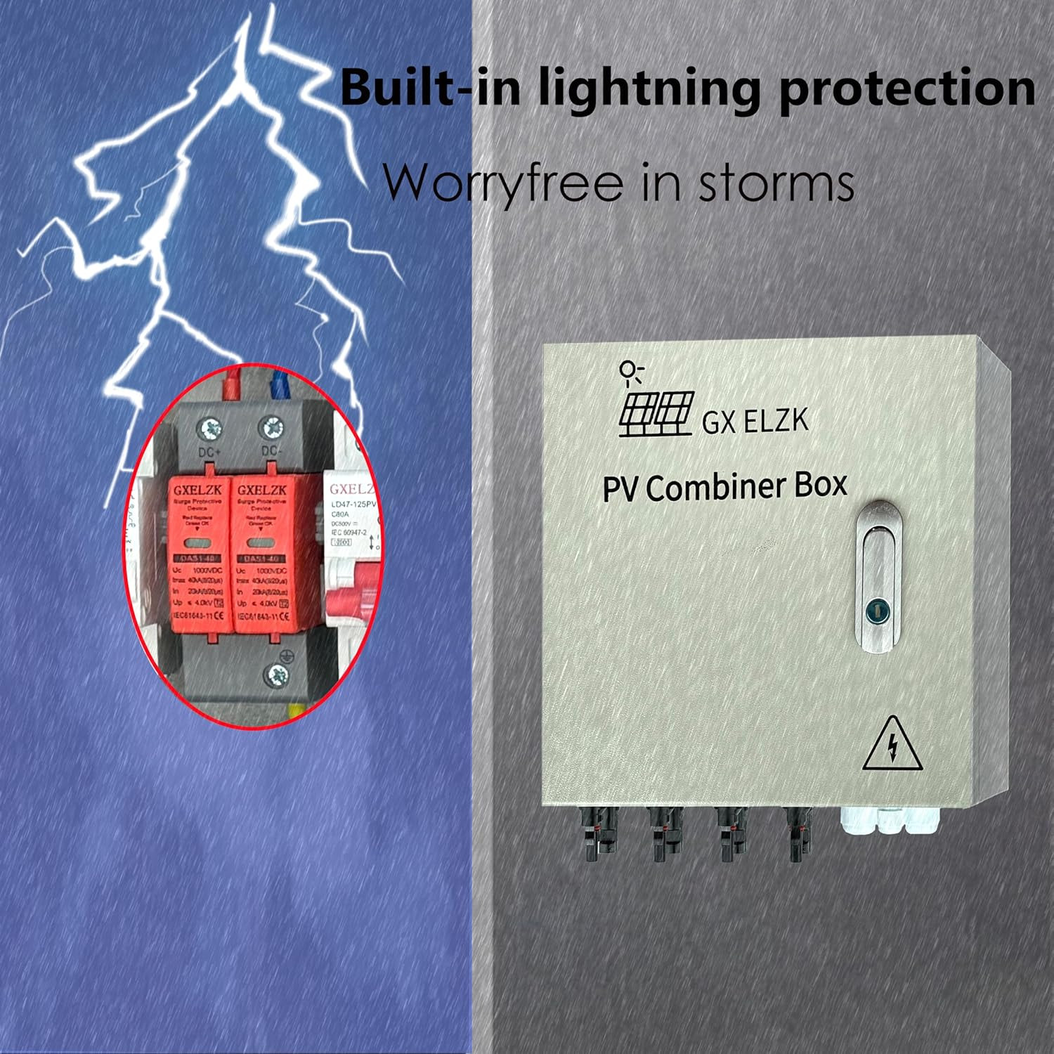 Durable 4-String Solar Combiner Box with 80A Circuit Breakers for Off-Grid Use