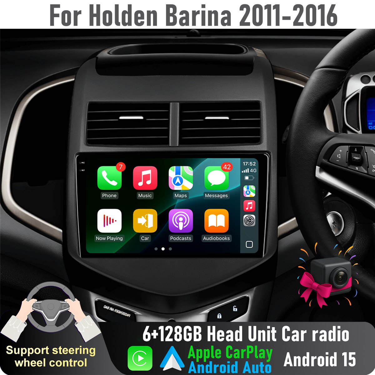 9'' Apple CarPlay Auto 6+128GB Head Unit Car radio For Holden Barina 2011-2016