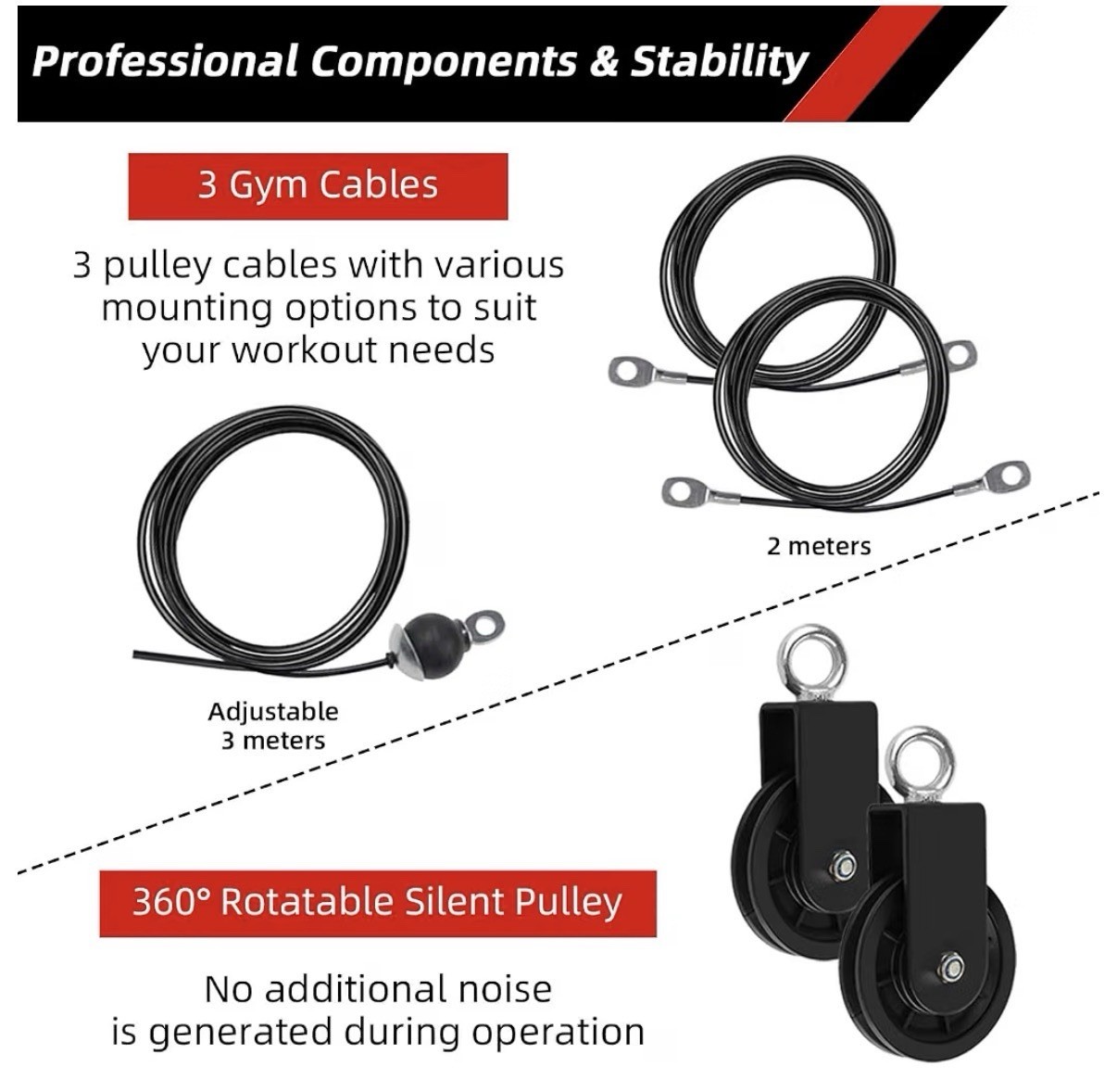 Fitness Cable LAT Pulley System Pull Down Machine Attachments Workout Equipment