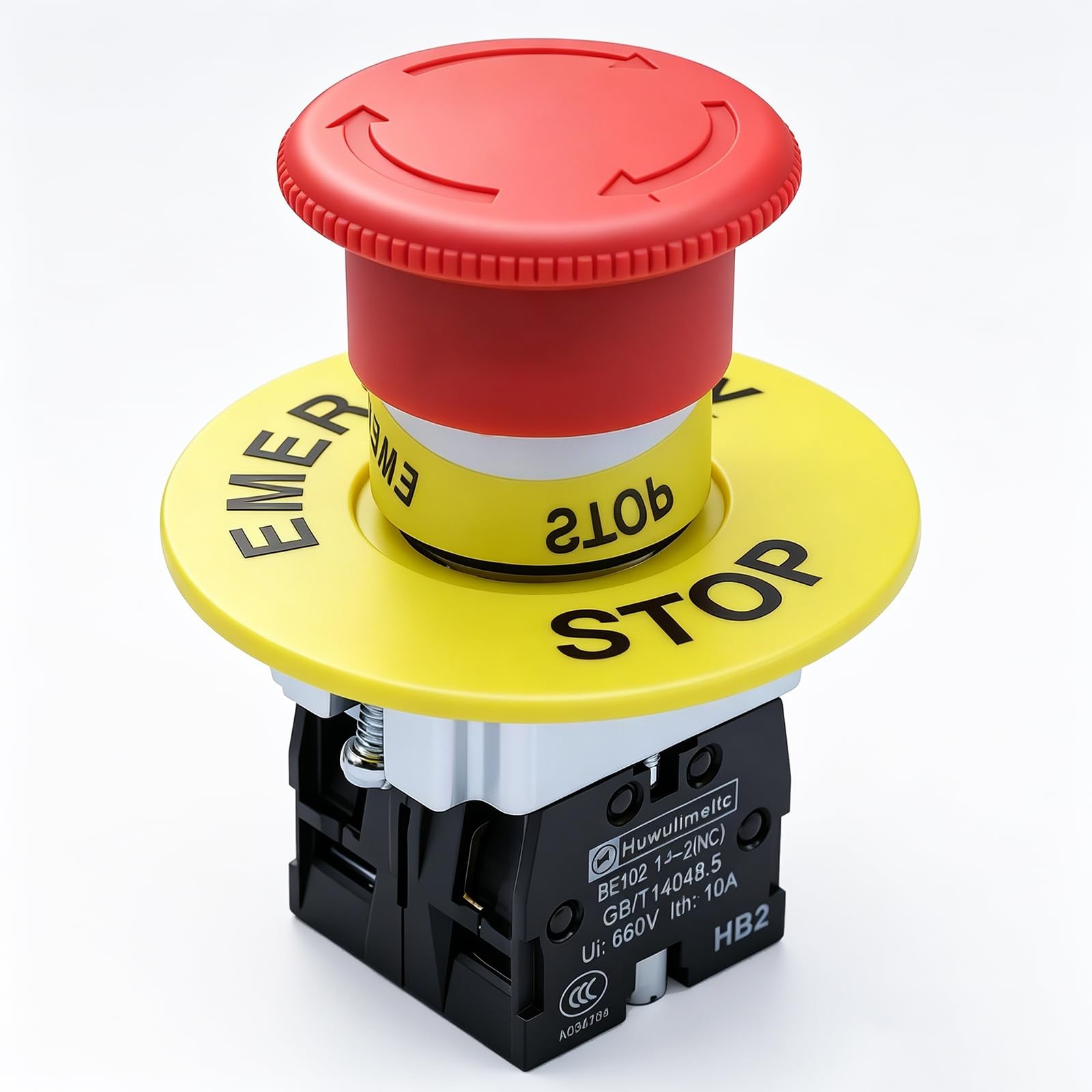 mxuteuk 2NC 22mm Emergency Stop Push Button Switch Red Mushroom 2 NC, red