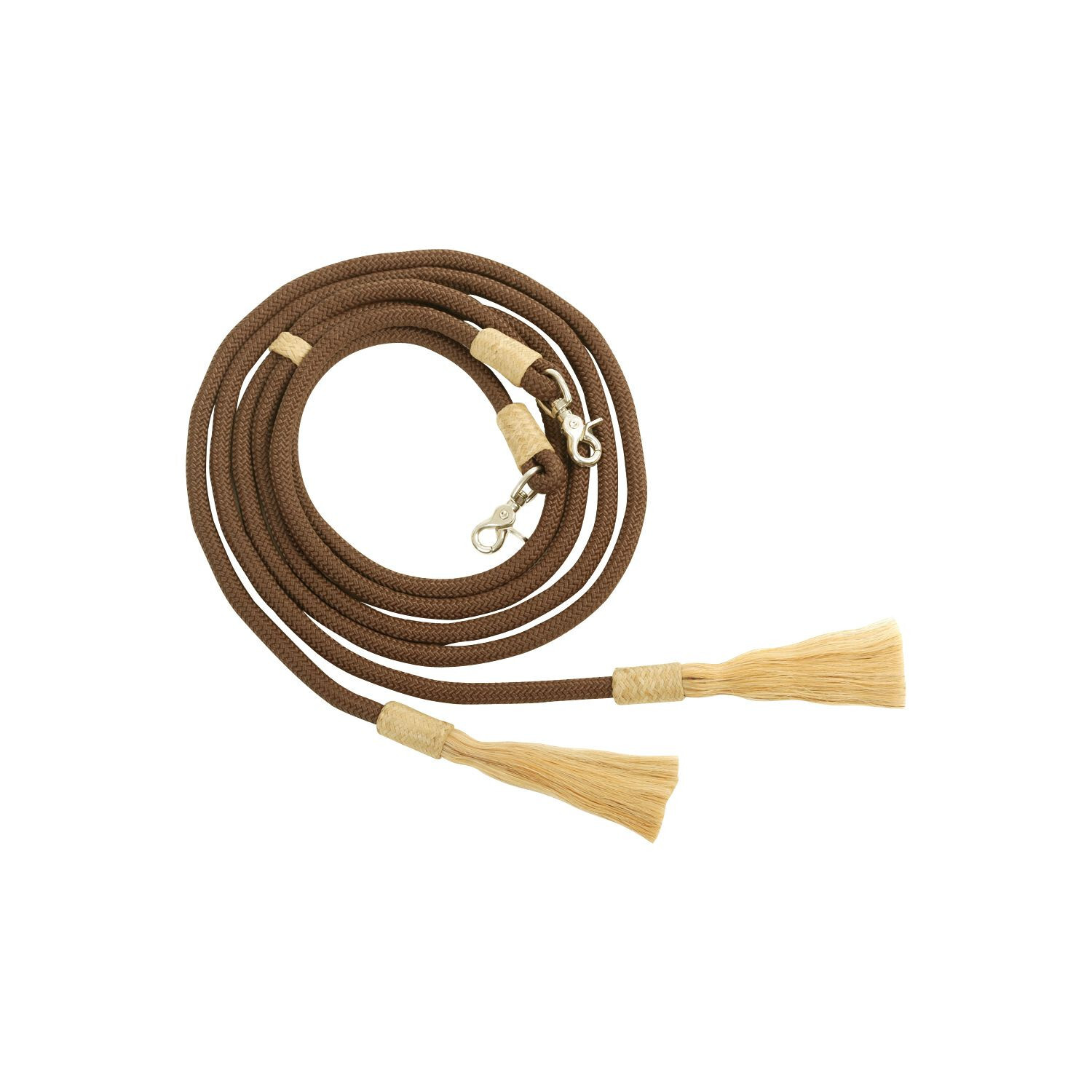 SPLIT REINS 2.1MTR Cm Lenght 1.6CM Width MTR POLYESTER BROWN Hand Stops Comfort
