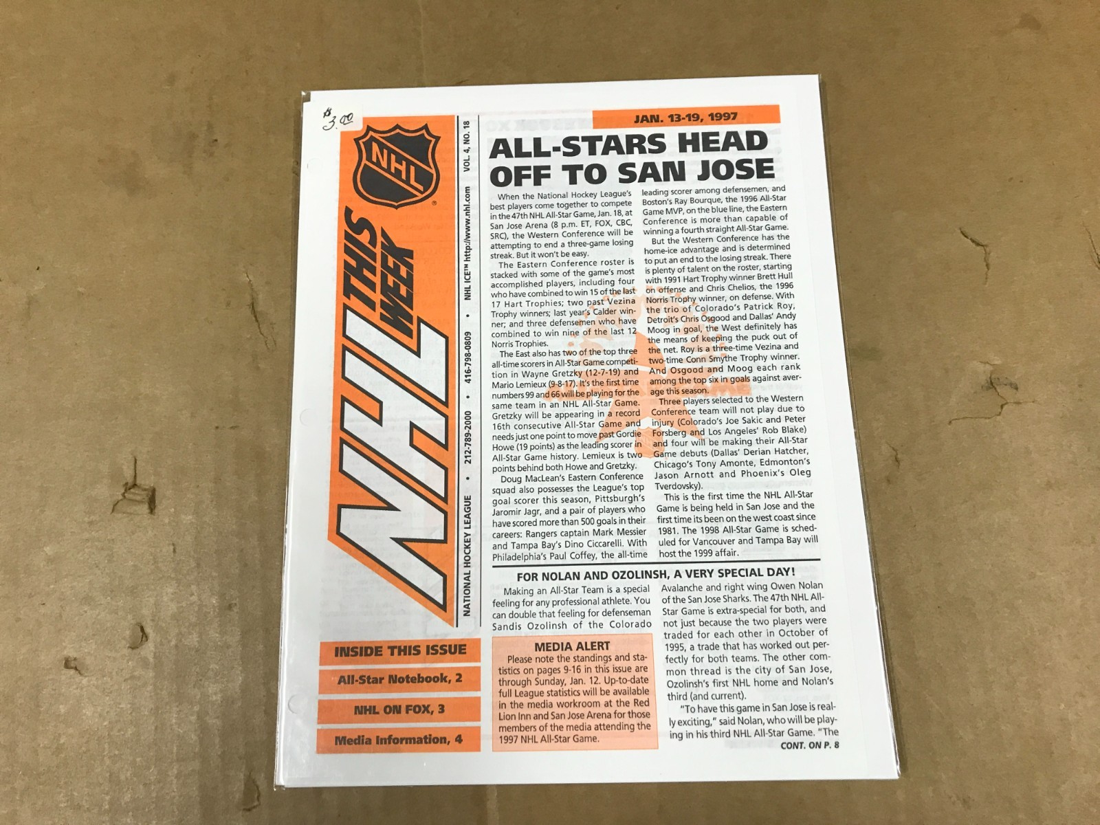 Vintage NHL This Week -"All-Stars Head Off To San Jose"- Jan. 13-19, 1997