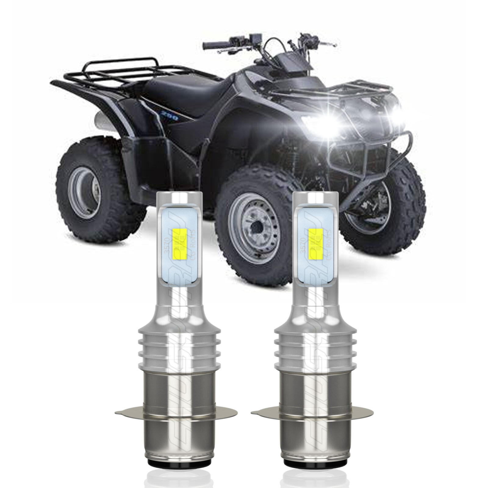 2 6000K Bright LED bulbs for Suzuki Ozark 250 LT-F250 2003-2009 ATV headlight US