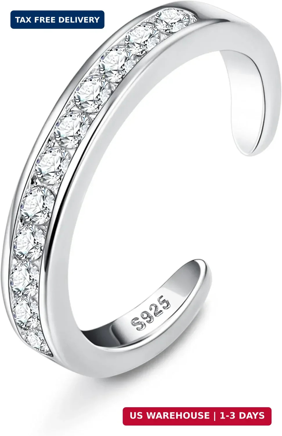 Milacolato 925 Sterling Silver Toe Ring Women Adjustable Foot Jewelry 18K Gold P