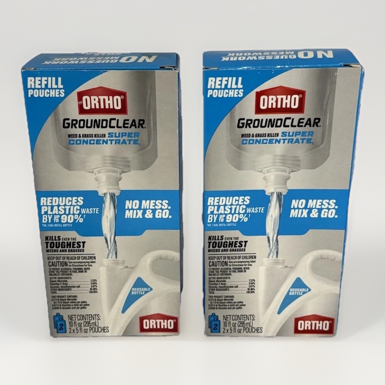 2 x 5 oz  Ortho GroundClear Super Concentrate Weed & Grass Killer Refill Pouches
