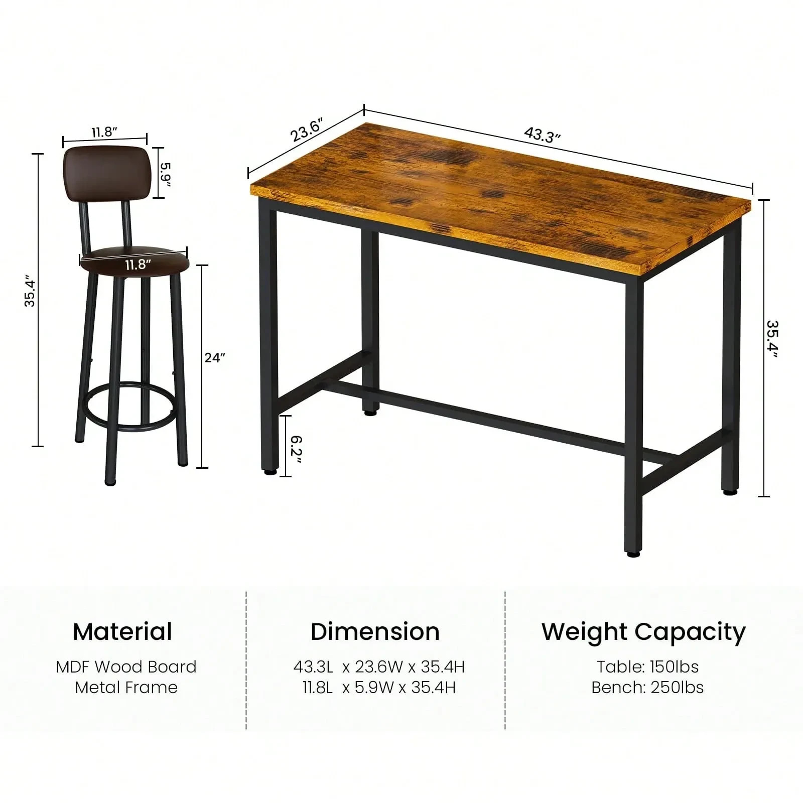 5Pcs Dining Table Set Imitation Marble Table With 4 PU Upholstered Stool & Chair