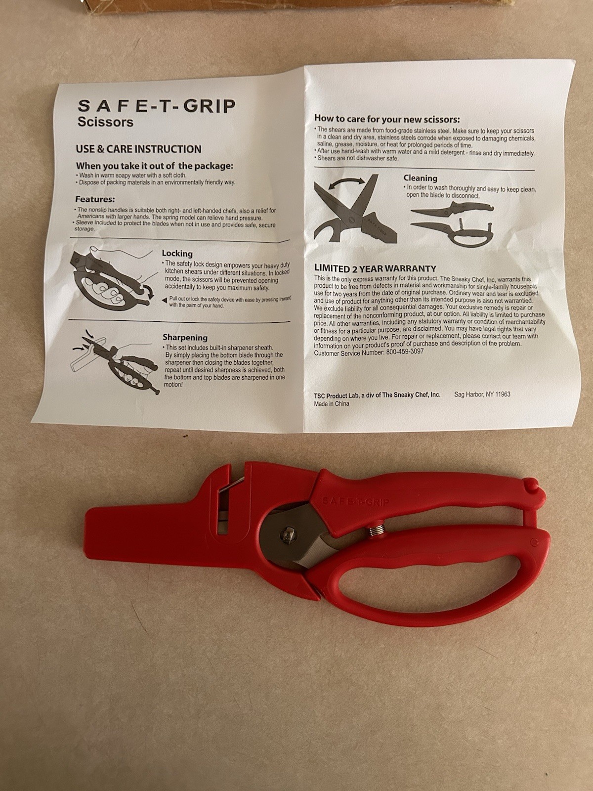 Red Heavy-Duty Kitchen/Utility Shears - Right Or Left Hand - Built In Sharpener