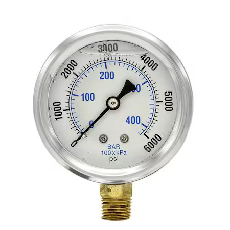 Pic Gauges Pro-201L-254S Industrial Pressure Gauge,  0 To 6, 000 Psi,  2 1/2 In