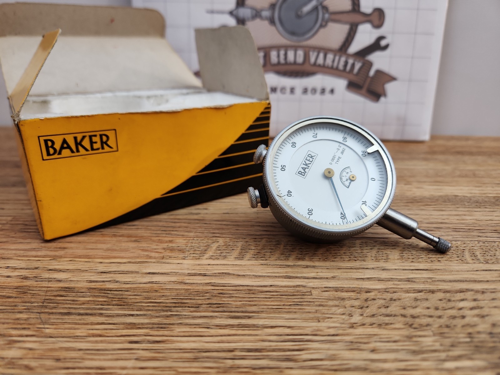 BAKER DIAL INDICATOR JB62 READING 0.0001" GRADUATIONS, RANGE 0.20"