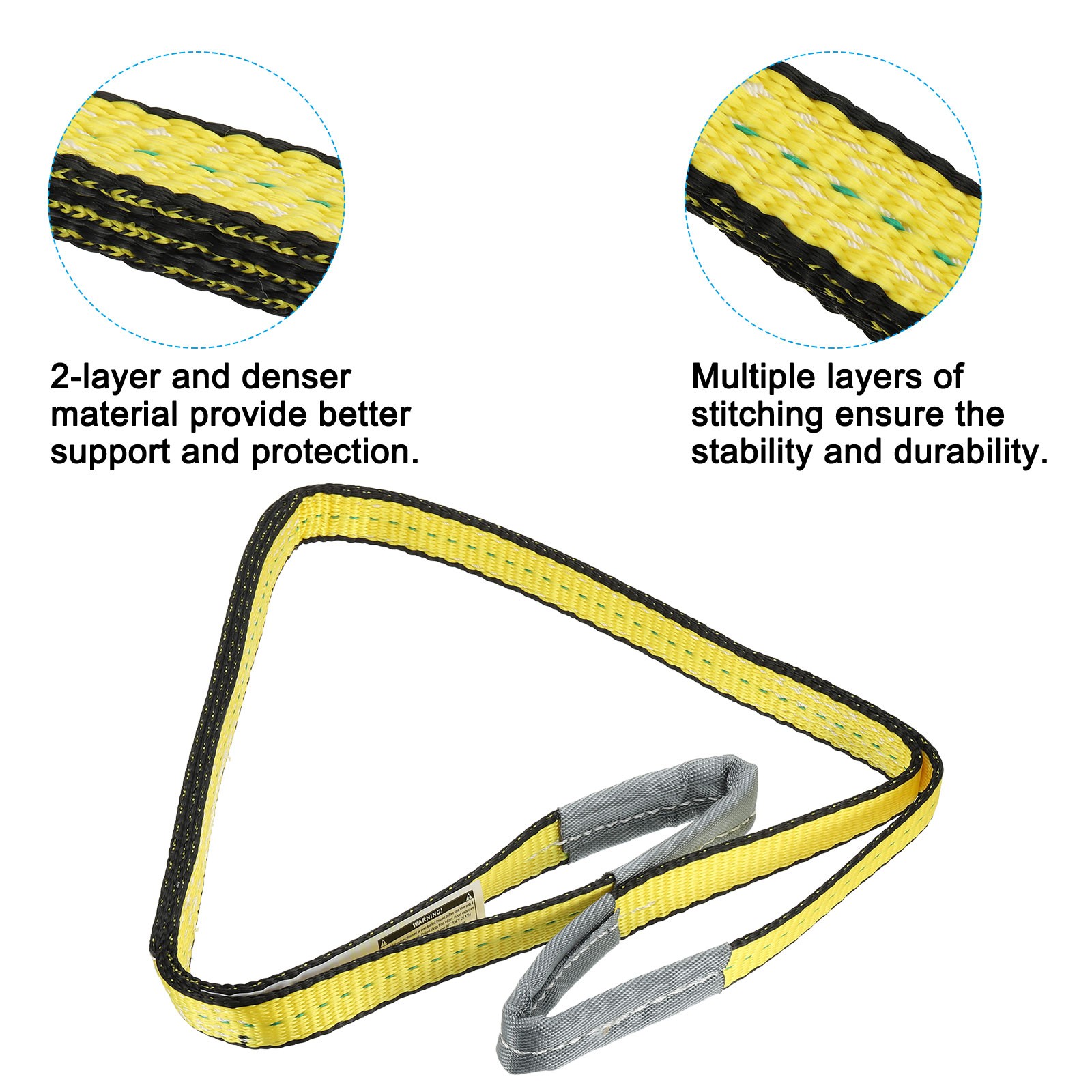 2-Ply 1"x4' Lift Strap 3100lbs Polyester Tie Down Web Straps, Yellow