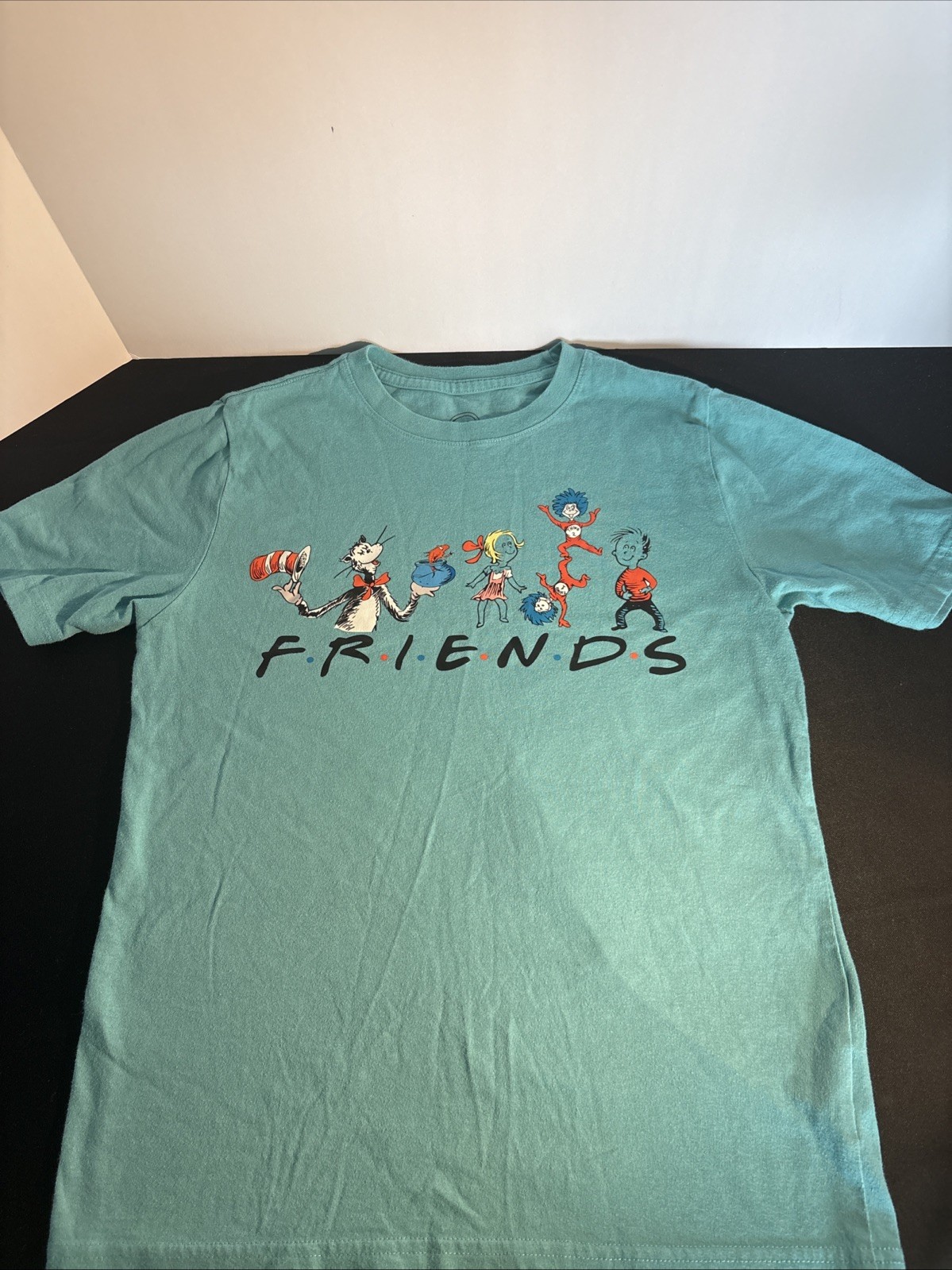 Retro Friends Dr Suess Cartoon Dark Grey Graphic Shirt Tee Large 10-12