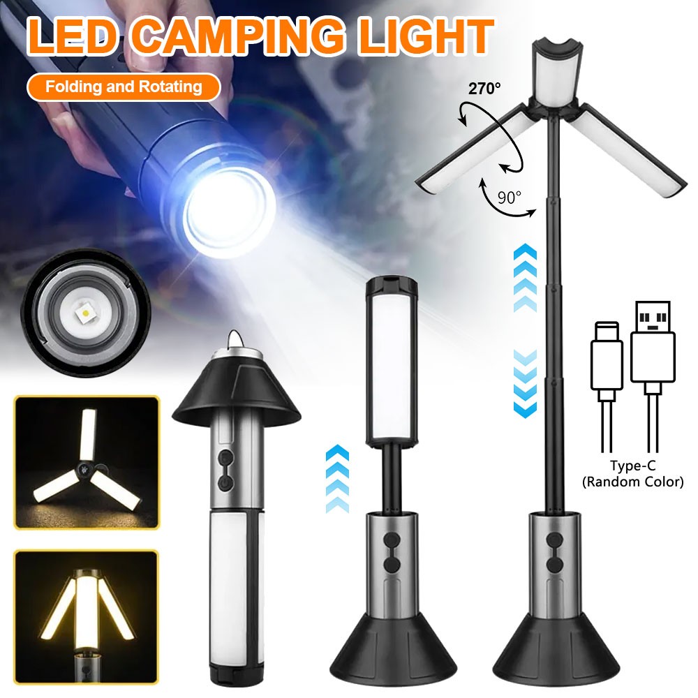 3000mAh Telescopic Folding Tent Light Tripod Camping