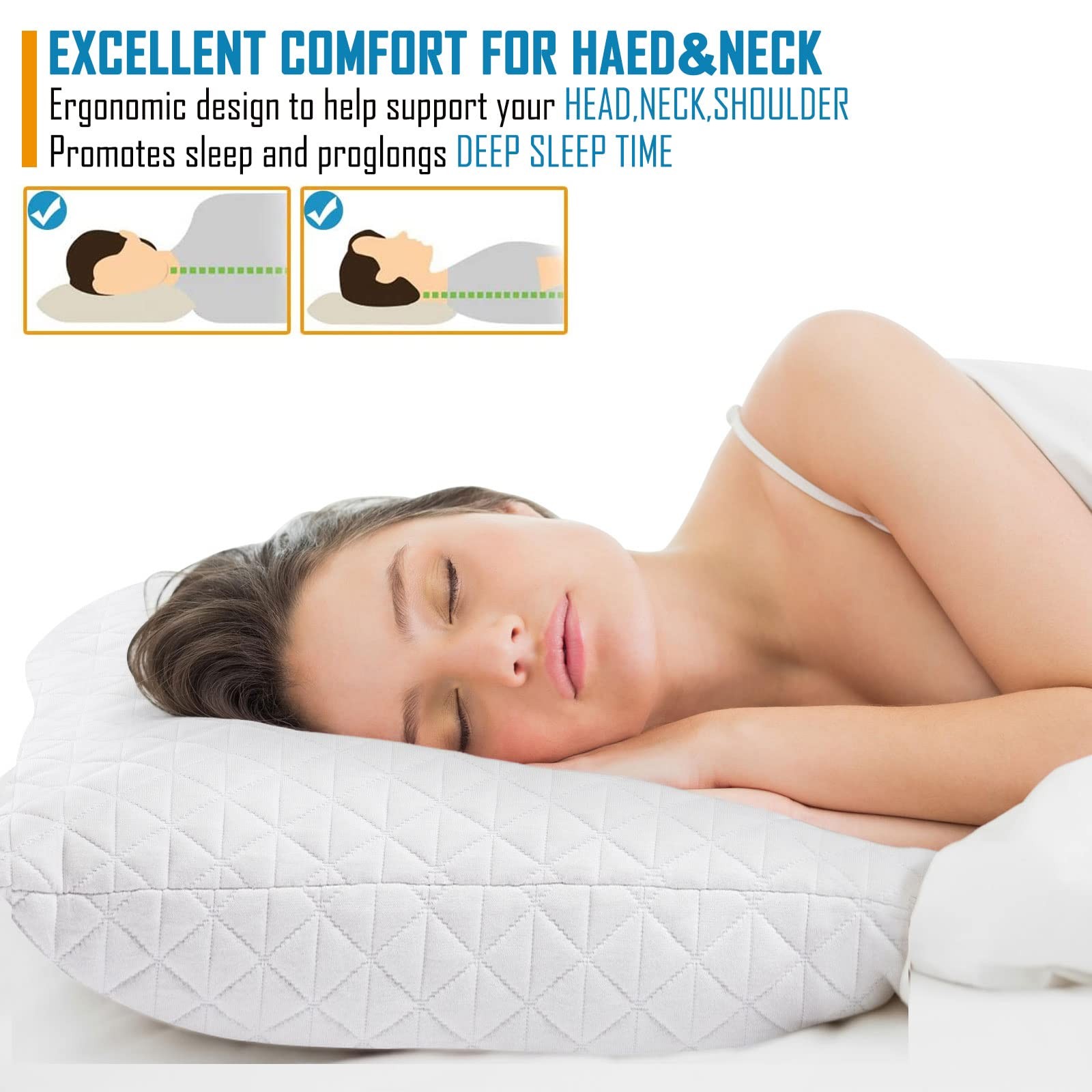 Memory Foam Pillows King Size, Adjustable Cooling, 2 Pack, White