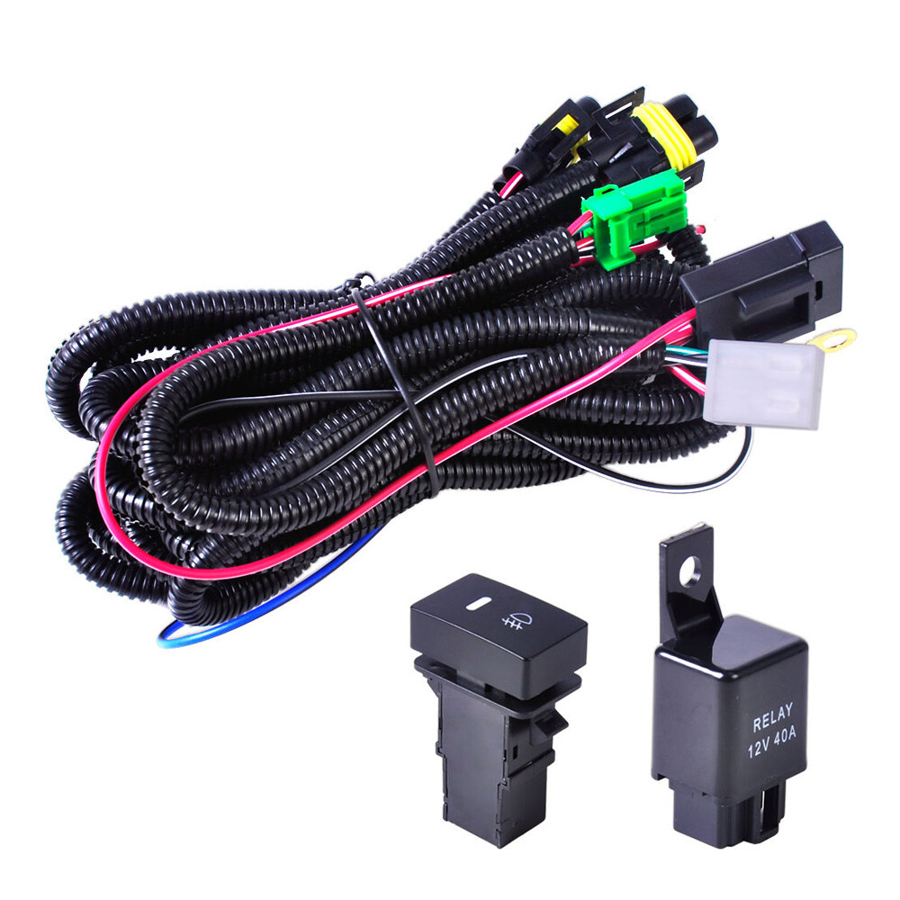 H11 H8 Fog Light Wiring Harness Socket 12V 40A Relay Kit LED indicators Switch