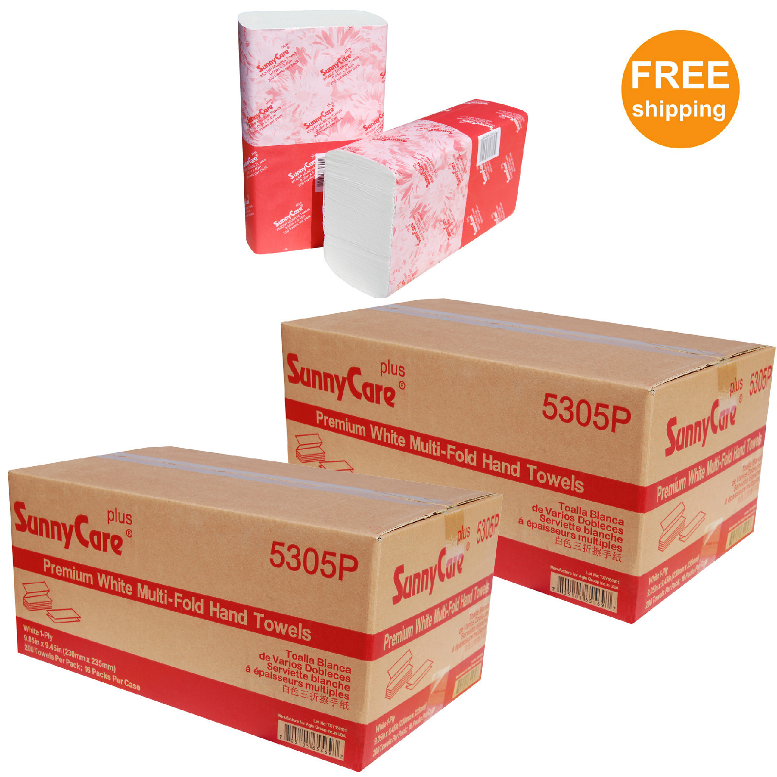 2 Cases White Premium Quality Multifold Paper Towel 200/Pk;16Pks/Cs