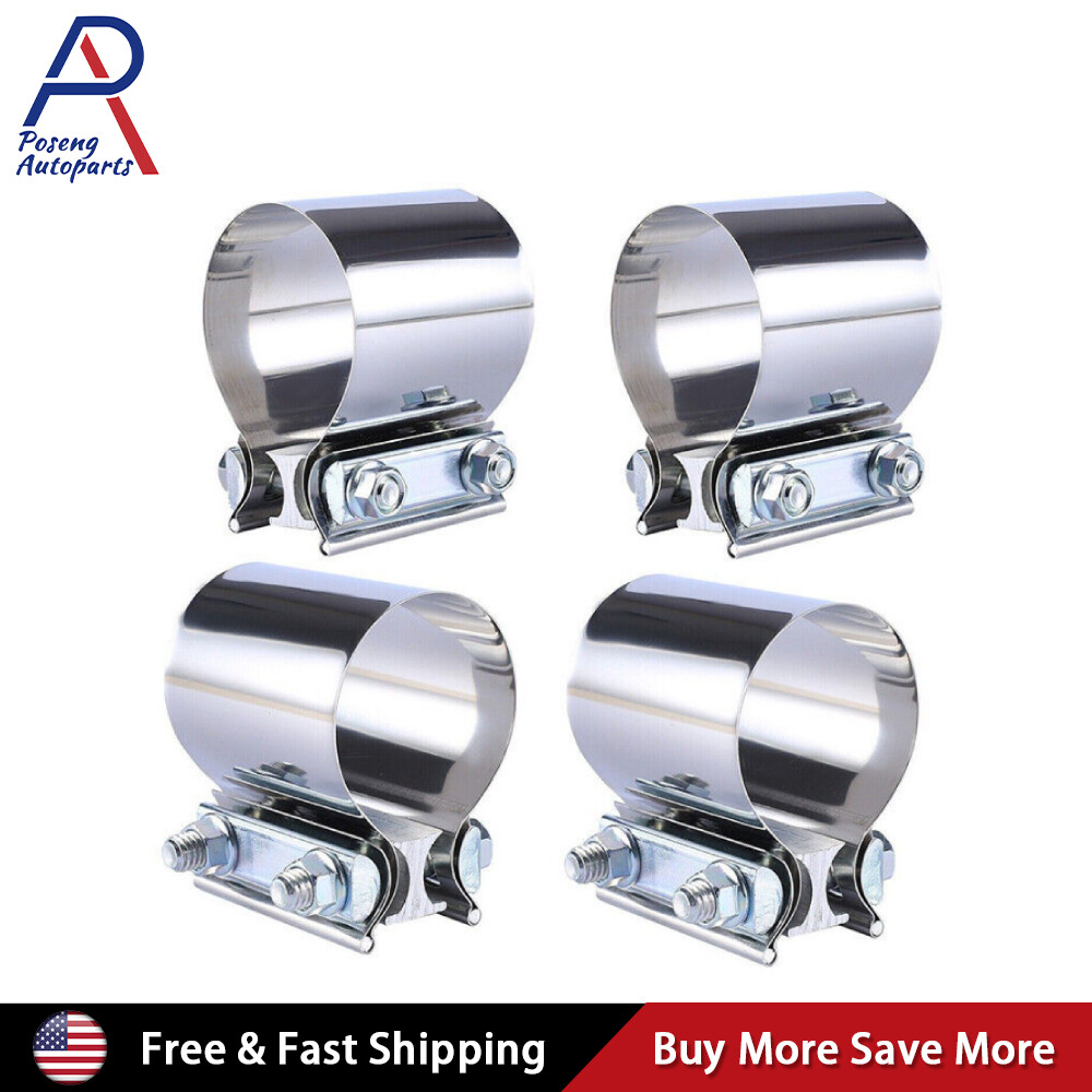 4PCS 5" Inch Stainless Steel Butt Joint Band Exhaust Clamp Sleeve Coupler T304