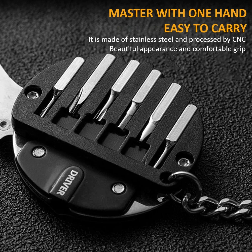 Multifunctional EDC Keychain Screwdriver Hex Coin Folding Pocket Tool