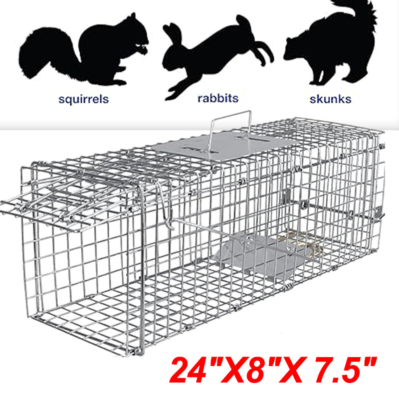 Live Animal Trap Extra Large Rodent Cage Garden Rabbit Raccoon Cat 24"X8"X 7.5"