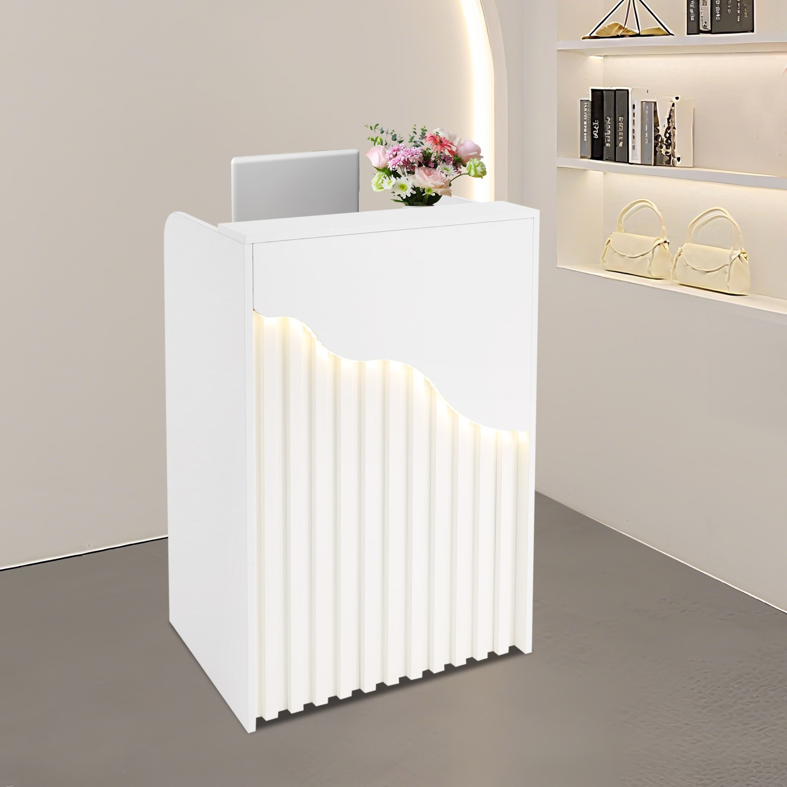 Modern Reception Desk For Checkout Reception Counter With A Lockable Drawer