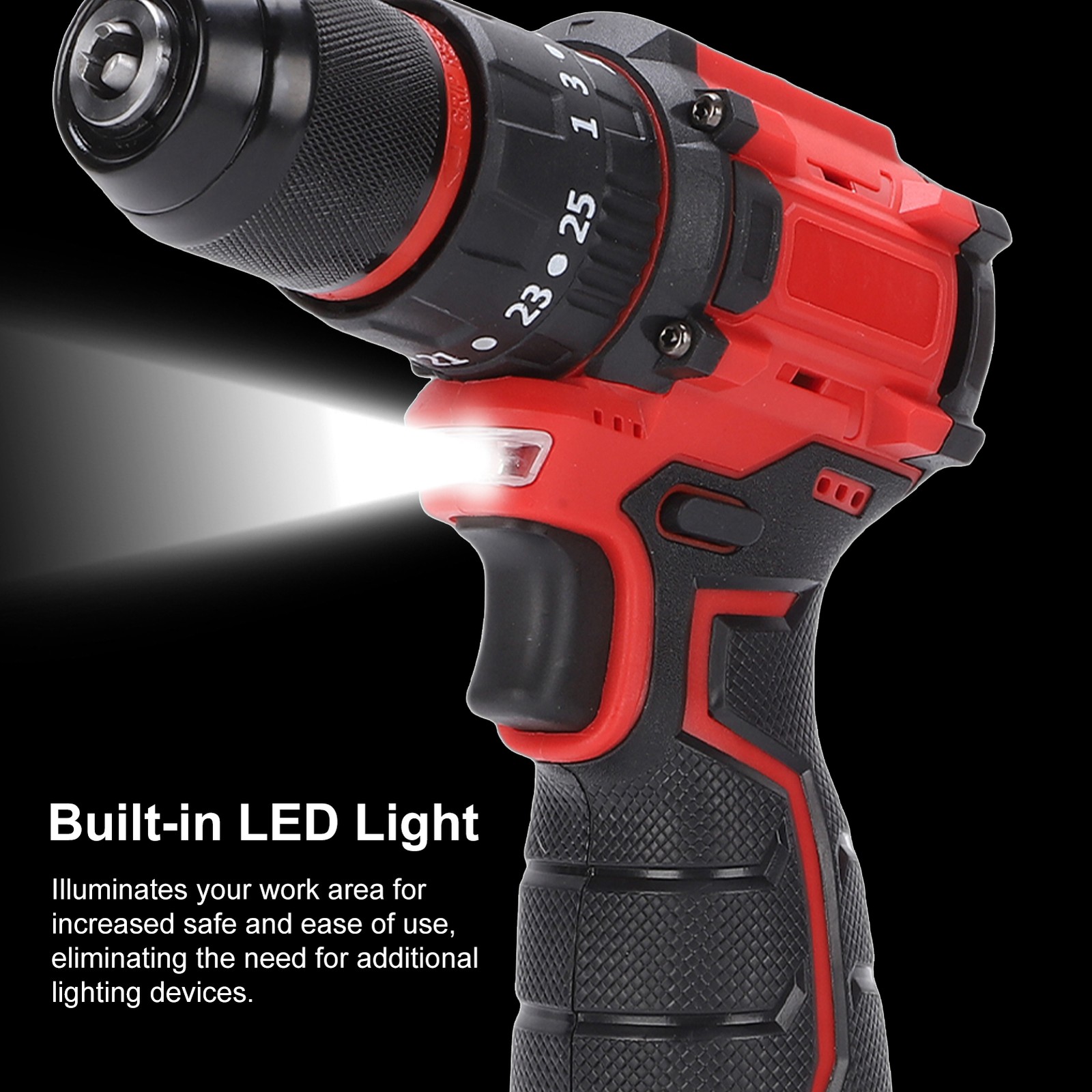 Cordless Drill Combo Kit Power Tool LED Light Drill Impact Driver +3 Batteries