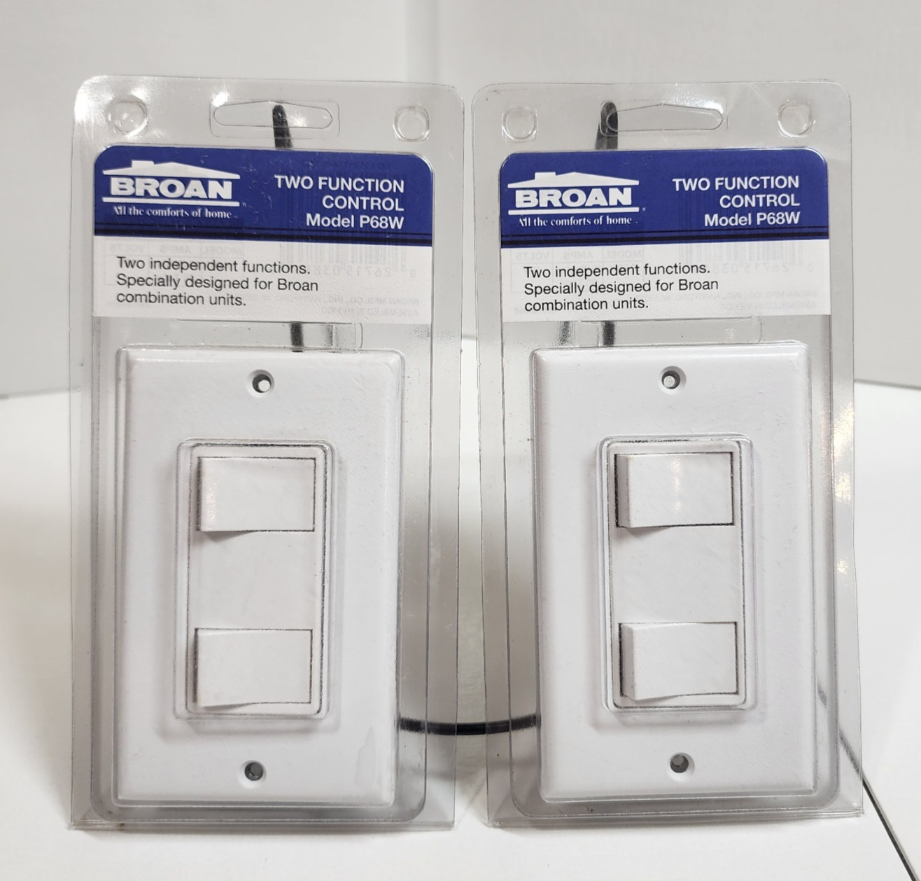 2 NEW - BROAN - Two Switches / 2 Function Control ~ Model P68W ~ White