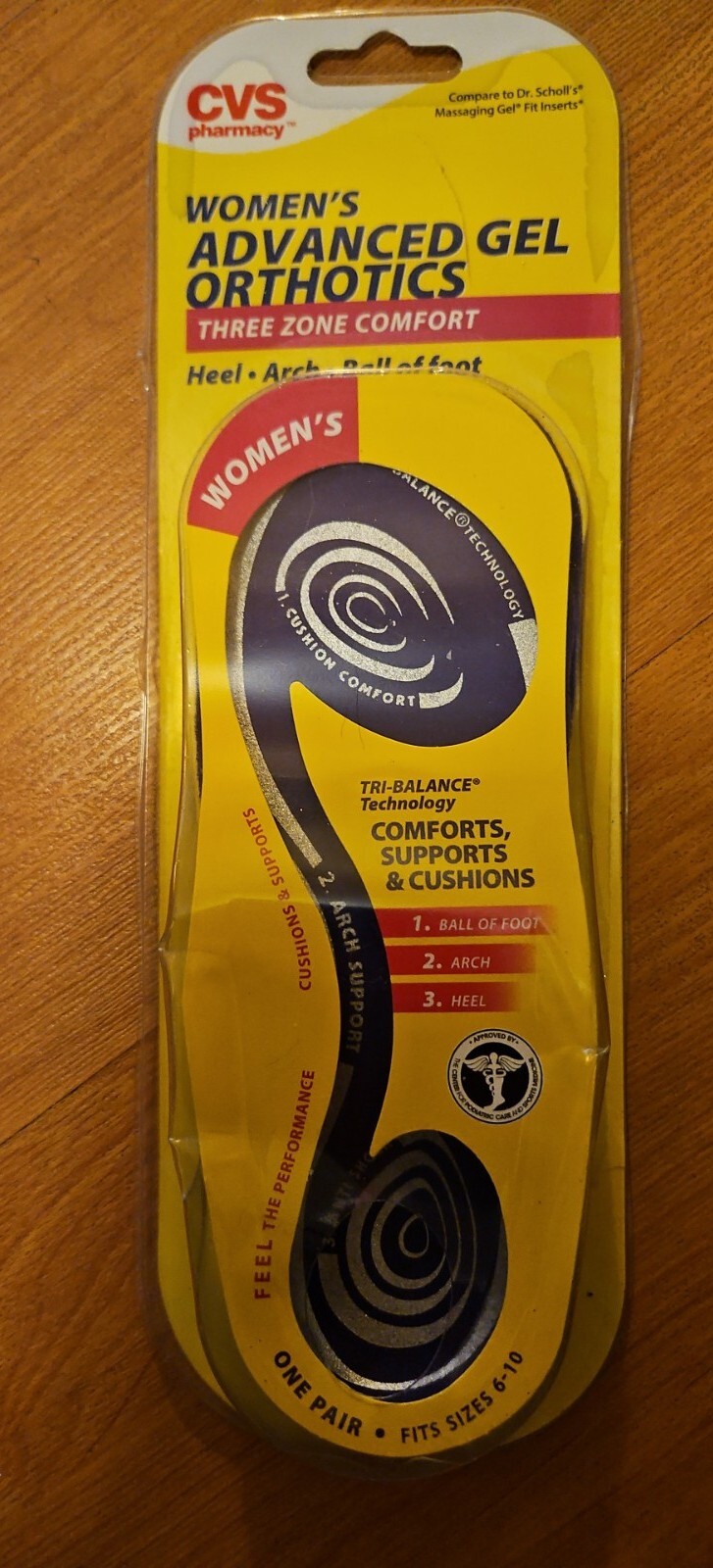 DR SCHOLL'S  Womens ADVANCED GEL ORTHOTICS 3 ZONE COMFORT WOMEN'S   SIZE 6-10