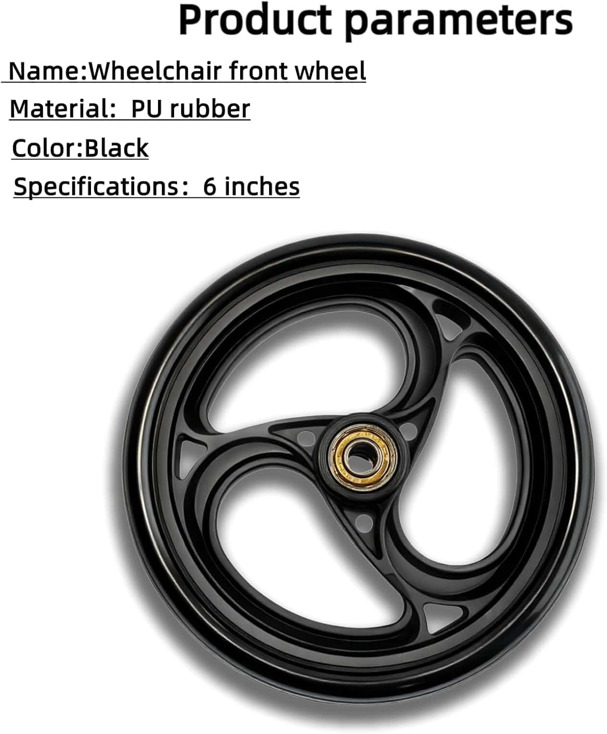 2Pcs 6 Inch Charcoal Wheels for Walker - Universal Rubber Walker Wheels Repla...