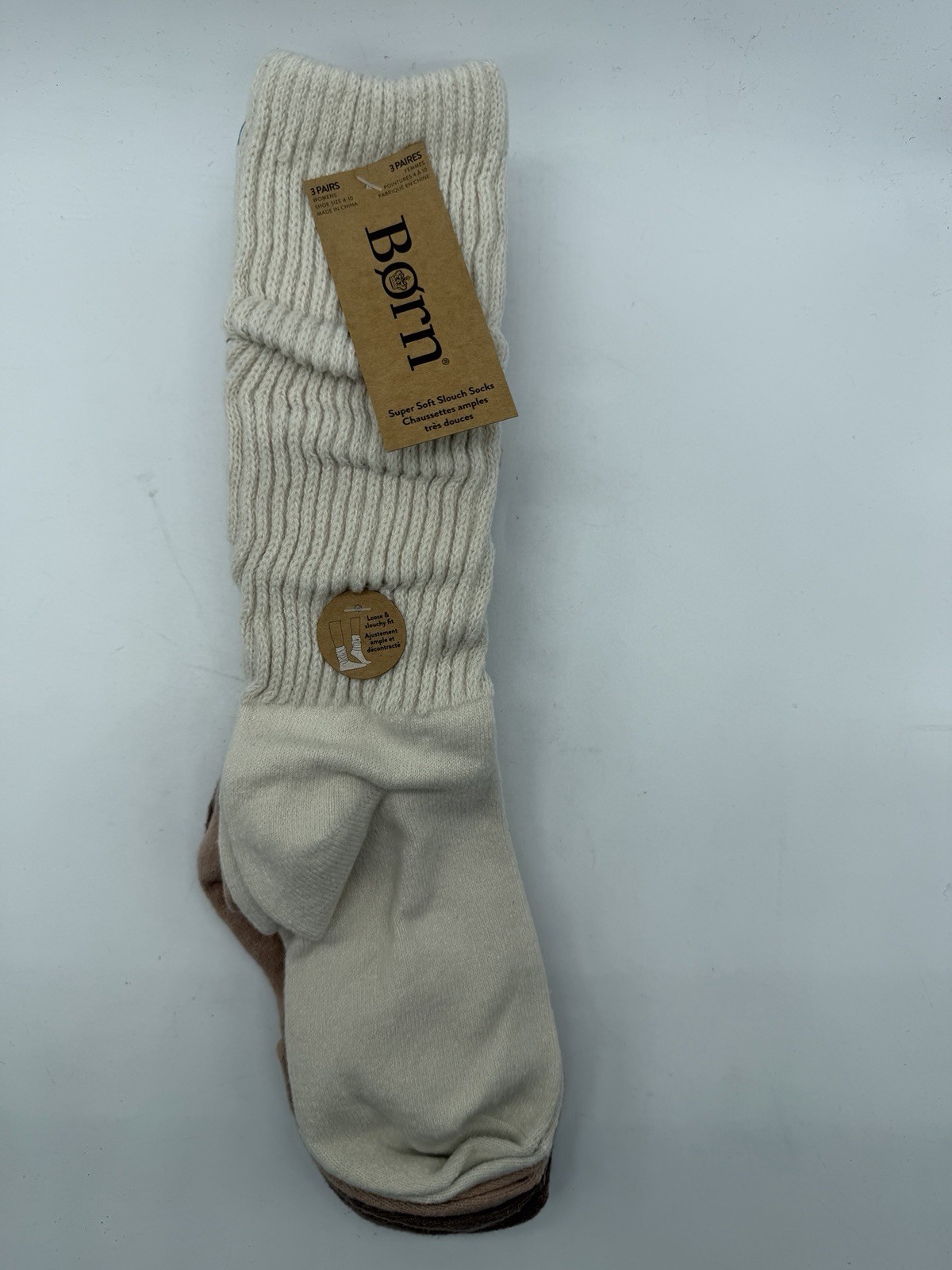 NEW 3 PAIRS WOMEN BORN SUPER SOFT SLOUCH SOCKS SIZE 4-10 POLYESTER